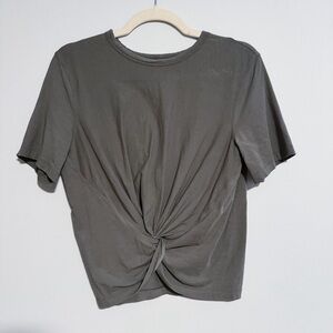 Lululemon - Dark Green Twist Front Crop Tee